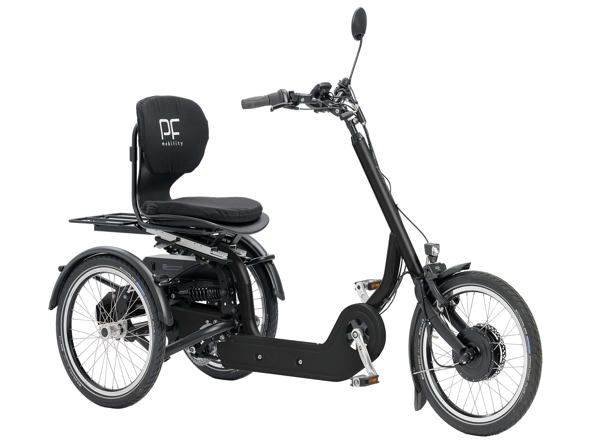 Dreirad von PF Mobility in schwarz in Seitenansicht